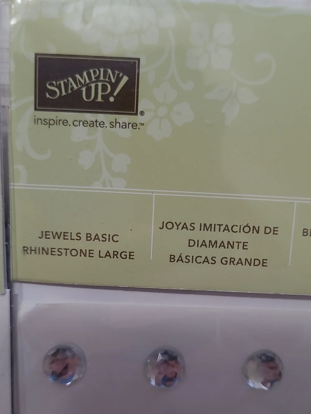 NEW Stampin'Up! Jewels Basic Rhinestone Large 2 Pks @40=80 Pcs Embellishment 8mm